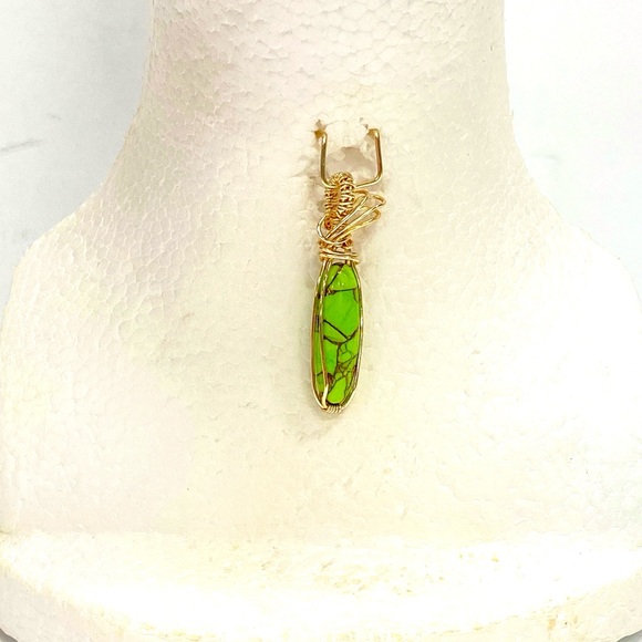 HANDCRAFTED Maverick Composite Cabochon Hand Wrapped Gold Plate Pendant Jewelry - Picture 9 of 10